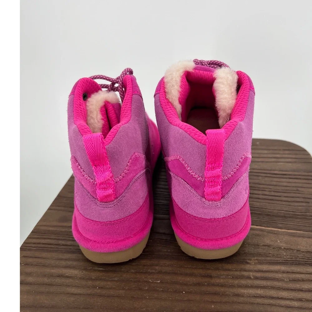 UGG Lakesider Heritage Mid Pink Suede Lace Up Boots 1134550K Kids 6 Womens 7.5